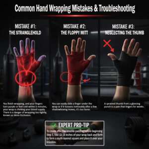How to Wrap Your Hands Properly for Boxing 21 Close-up photo of an athlete demonstrating Common Hand Wrapping Mistakes & Troubleshooting in Boxing.