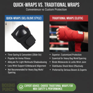 How to Wrap Your Hands Properly for Boxing 10 Close-up photo of an athlete demonstrating Quick-Wraps vs Traditional Wraps for Boxing by securing the thumb and wrist.