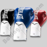 Everlast Elite lace-up boxing gloves close-up wrist support and laces. Premium Wrist Support, Triple-Layer Foam, and EverCool Mesh Palm.” Display Picture by Boxing Punch."